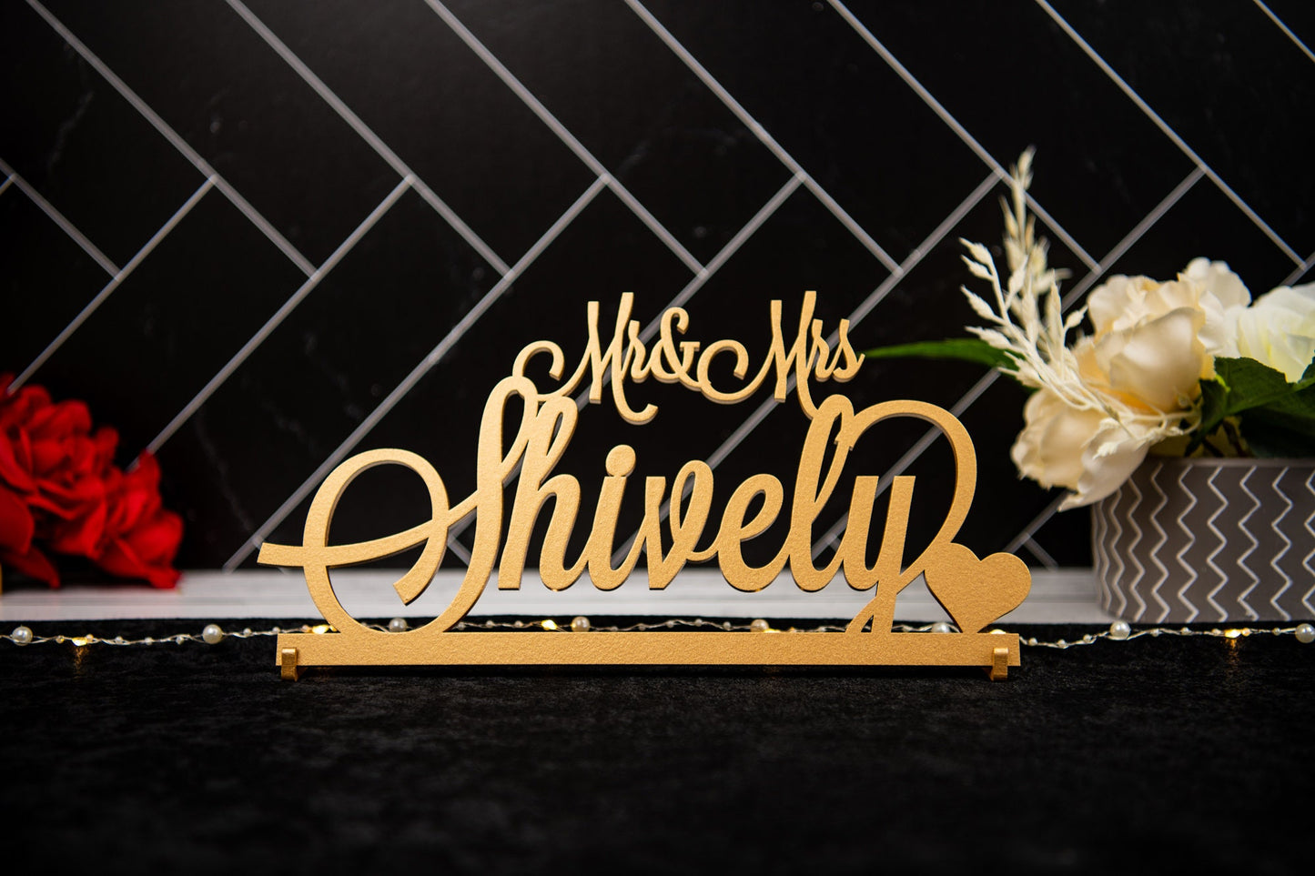 Custom Mr & Mrs Wedding Name Sign for Head Table Decor - Wedding Keepsake