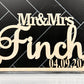 Custom Wedding Name Sign with Mr & Mrs + Date for sweetheart or head table, personalized wedding decor