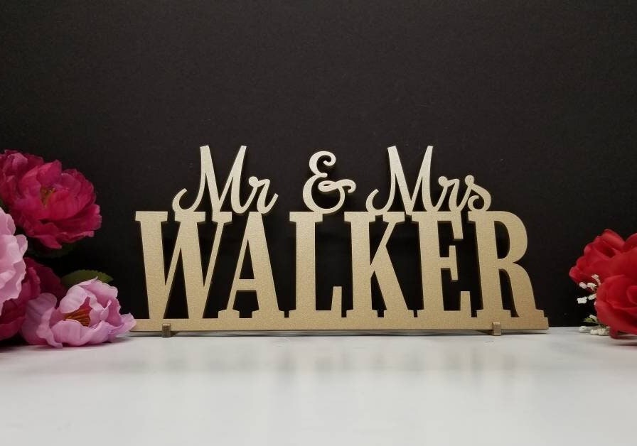Custom Wedding Name Sign For Head Table, Mr & Mrs sign for sweetheart table