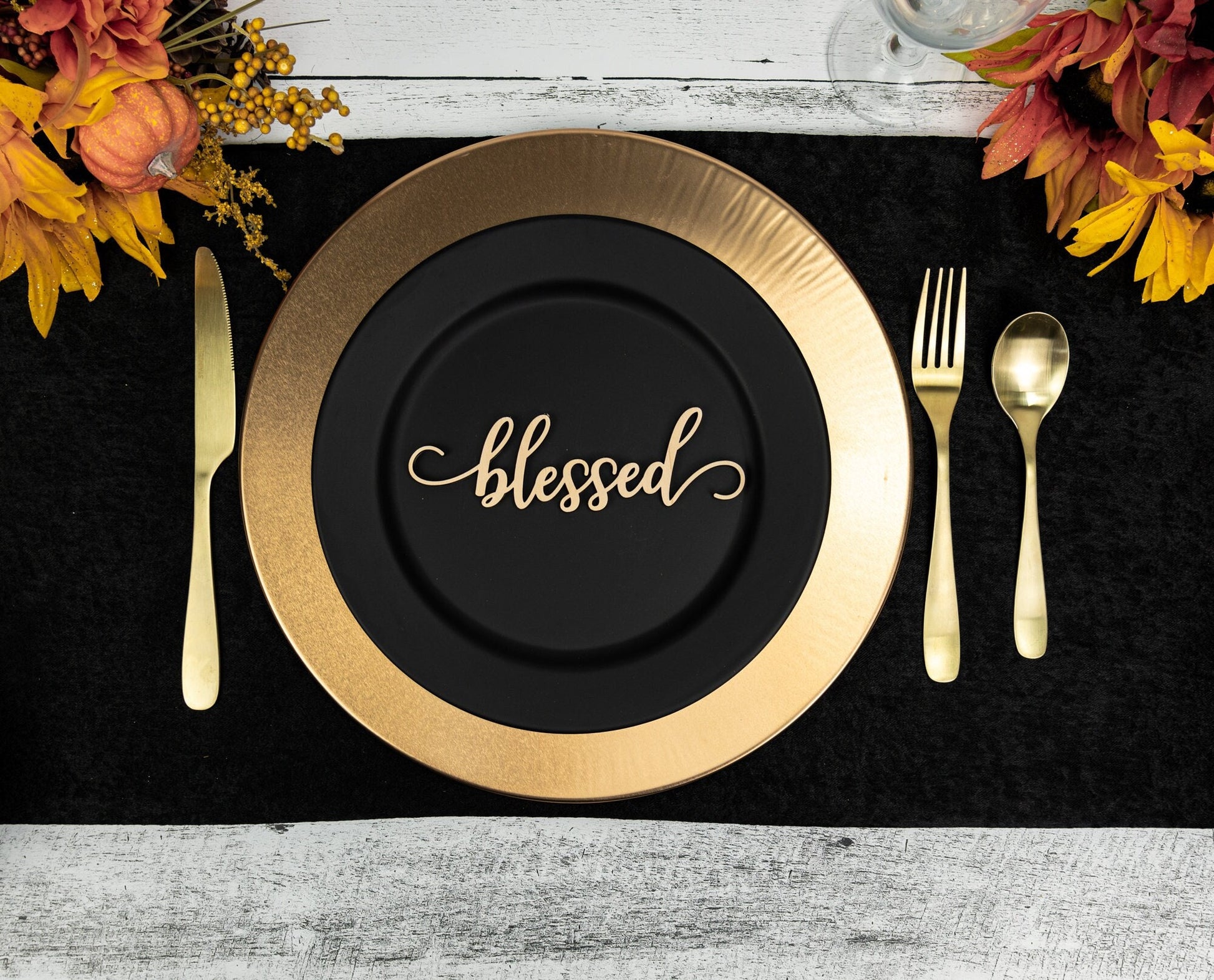 Blessed Place Cards, Thanksgiving Table Plate Settings, Blessed Wood Word, Holiday Decor, Thanksgiving Place settings, Small Blessed Sign