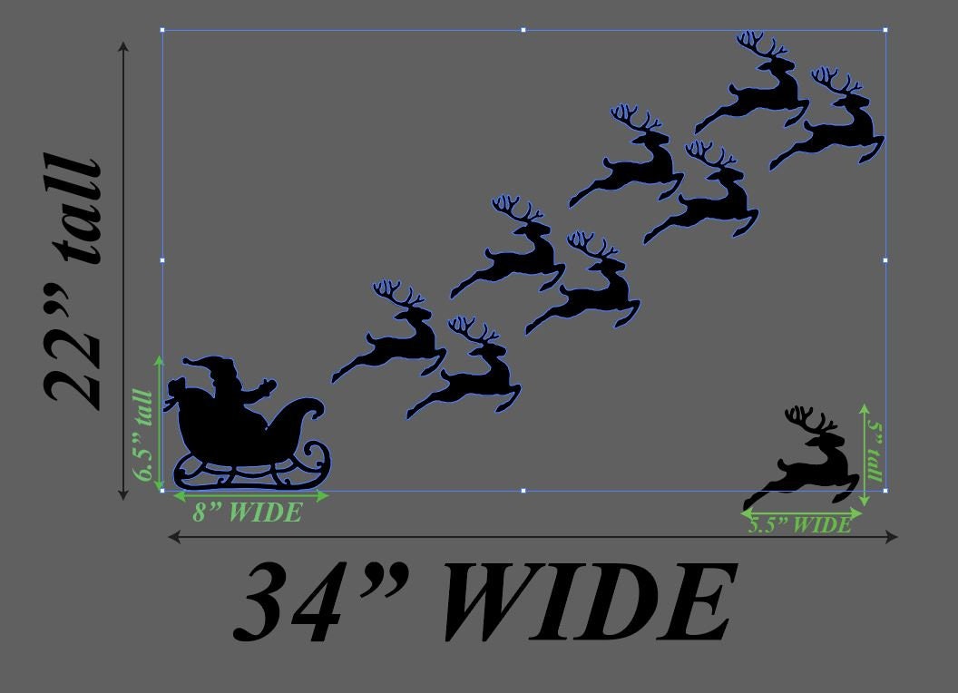 Santa Sleigh & Reindeer Wood Shapes, Wooden Christmas Shape, Unfinished, DIY Blank, Santas Reindeer, Wood Arts and Crafts, Holiday Ornaments