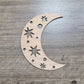 Crescent Moon & Stars Wood Shape Sign, Wooden Moon Shape Blank, Unfinished Cut out, Crafts DIY for Sign Making, Boho Decor theme Natural 003