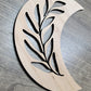 Crescent Moon + Leaf Wood Shape Sign, Wooden Moon Shape Blank, Unfinished Cut out, Crafts DIY for Sign Making, Boho Decor theme Natural 004
