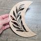 Crescent Moon + Leaf Wood Shape Sign, Wooden Moon Shape Blank, Unfinished Cut out, Crafts DIY for Sign Making, Boho Decor theme Natural 004