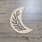 Crescent Moon + Leaf Wood Shape Sign, Wooden Moon Shape Blank, Unfinished Cut out, Crafts DIY for Sign Making, Boho Decor theme Natural 004