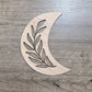 Crescent Moon + Leaf Wood Shape Sign, Wooden Moon Shape Blank, Unfinished Cut out, Crafts DIY for Sign Making, Boho Decor theme Natural 004