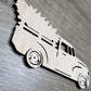 Christmas truck wood cut out with Tree, Santa Claus Truck, little red truck, wood shape, wooden Vintage truck, Christmas crafts, DIY Wood Blank