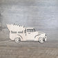 Christmas truck wood cut out with Tree, Santa Claus Truck, little red truck, wood shape, wooden Vintage truck, Christmas crafts, DIY Wood Blank