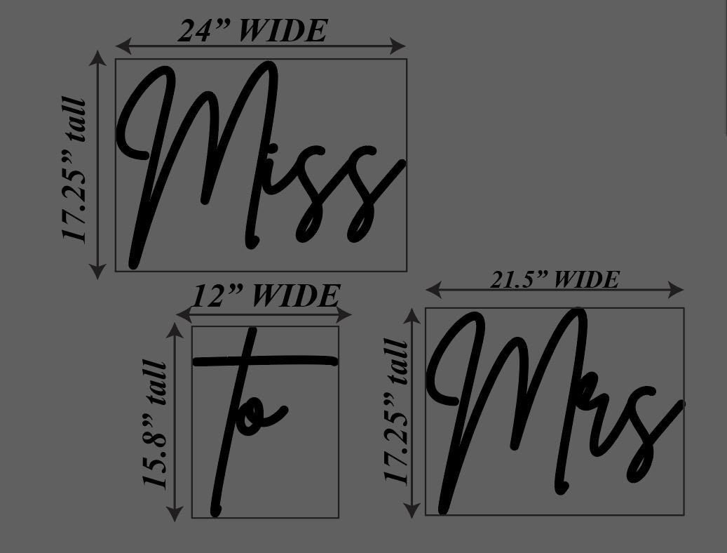 Miss to Mrs backdrop sign for bridal shower or engagement party, Wood Bridal Shower Decor, Custom Wedding Decor, Wooden word cutouts