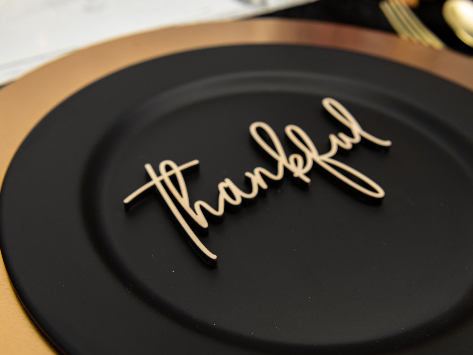 Thankful Place Cards, Thanksgiving Table Plate Settings, Thankful Wood Word, Holiday Decor, Thanksgiving Place settings, Small Thankful Sign