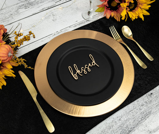 Blessed Place Cards, Thanksgiving Table Plate Settings, Blessed Wood Word, Holiday Decor, Thanksgiving Place settings, Small Blessed Sign