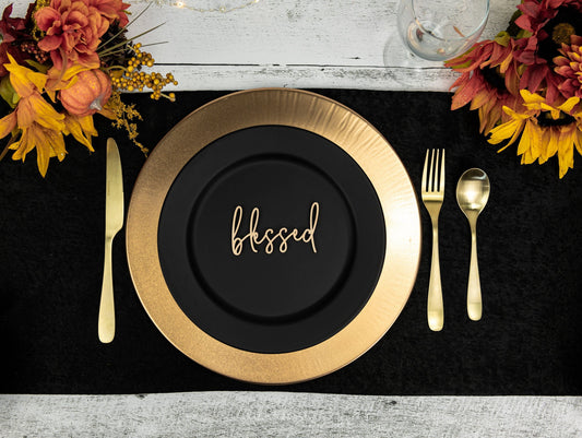 Blessed Place Cards, Thanksgiving Table Plate Settings, Blessed Wood Word, Holiday Decor, Thanksgiving Place settings, Small Blessed Sign