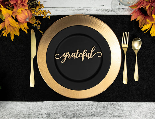 Grateful Place Cards, Thanksgiving Table Plate Settings, Thankful Wood Word, Holiday Decor, Thanksgiving Place settings, Small Grateful Sign