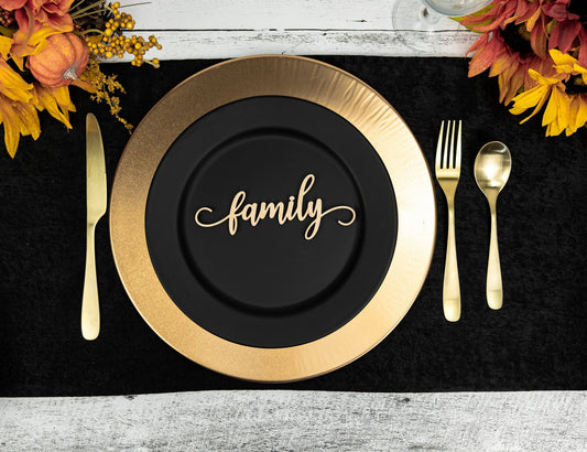 Family Place Cards, Thanksgiving Table Plate Settings, Thankful Wood Word, Holiday Decor, Thanksgiving Place settings, Small Family Sign