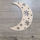 Crescent Moon & Stars Wood Shape Sign, Wooden Moon Shape Blank, Unfinished Cut out, Crafts DIY for Sign Making, Boho Decor theme Natural 003