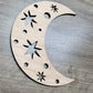 Crescent Moon & Stars Wood Shape Sign, Wooden Moon Shape Blank, Unfinished Cut out, Crafts DIY for Sign Making, Boho Decor theme Natural 003