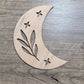 Crescent Moon + Leaf Wood Shape Sign, Wooden Moon Shape Blank, Unfinished Cut out, Crafts DIY for Sign Making, Boho Decor theme Natural 005