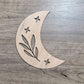 Crescent Moon + Leaf Wood Shape Sign, Wooden Moon Shape Blank, Unfinished Cut out, Crafts DIY for Sign Making, Boho Decor theme Natural 005