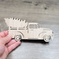 Christmas truck wood cut out with Tree, Santa Claus Truck, little red truck, wood shape, wooden Vintage truck, Christmas crafts, DIY Wood Blank
