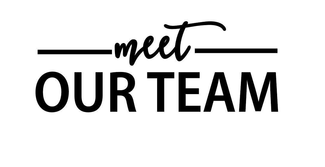 meet OUR TEAM custom sign, painted black, as pictured, cut from maple mdf (1/4" thickness), separate pieces as pictured