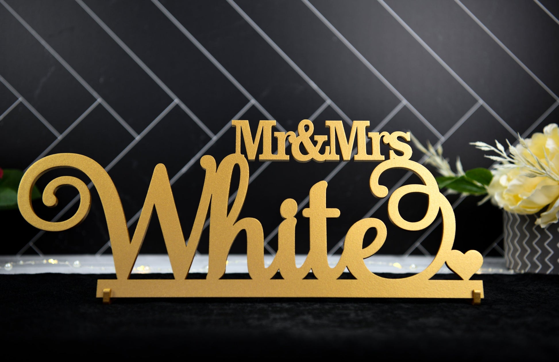 Custom Mr and Mrs Sign personalized with last name for wedding decor