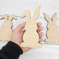 Easter Bunny Trio Wood Shapes, Wooden Rabbit Blank, Unfinished Cut out, Shapes for Crafts DIY Blank, Spring Sign Making, Easter Sign making