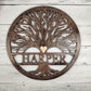 Tree Of Life Wood Sign, Custom Wall Art with Family Tree with Last Name, Wooden Circle with Tree, Roots, Heart, Mothers or Fathers Day Gift