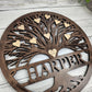 Tree Of Life Wood Sign, Custom Wall Art with Family Tree with Last Name, Wooden Circle with Tree, Roots, Heart, Mothers or Fathers Day Gift