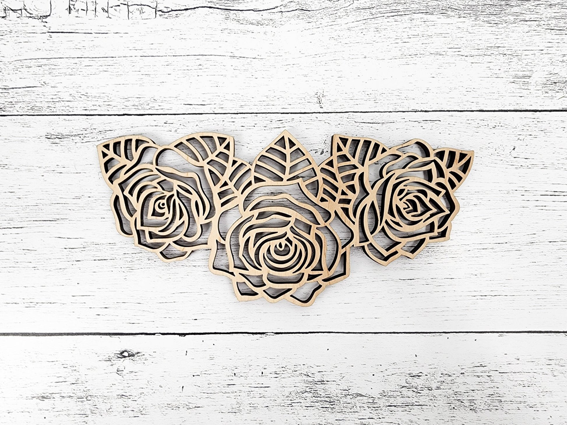 Wood Flowers Rose Cut out, Floral & leaves shapes, Wooden floral pattern for signs, flowery blanks for crafts, unfinished DIY, sign making