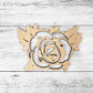 Wood Flower Rose Cut out with petals, Flower shapes, Wooden floral pattern for signs, flowery blanks for crafts, unfinished DIY, sign making