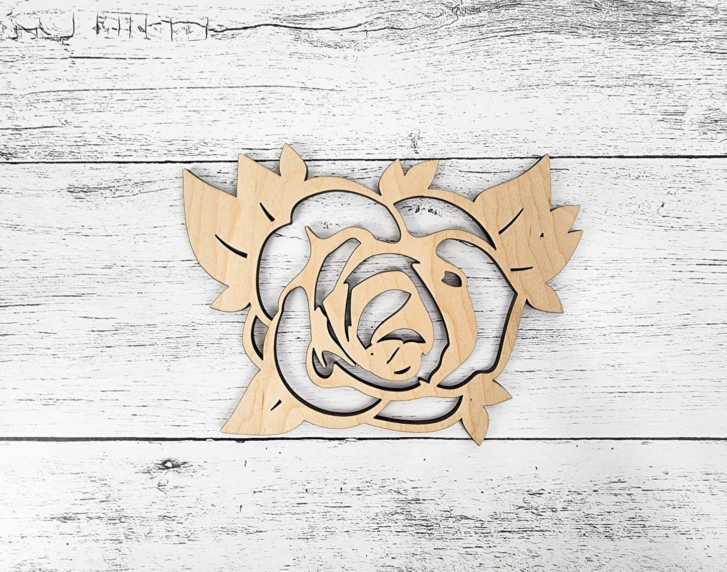Wood Flower Rose Cut out with petals, Flower shapes, Wooden floral pattern for signs, flowery blanks for crafts, unfinished DIY, sign making