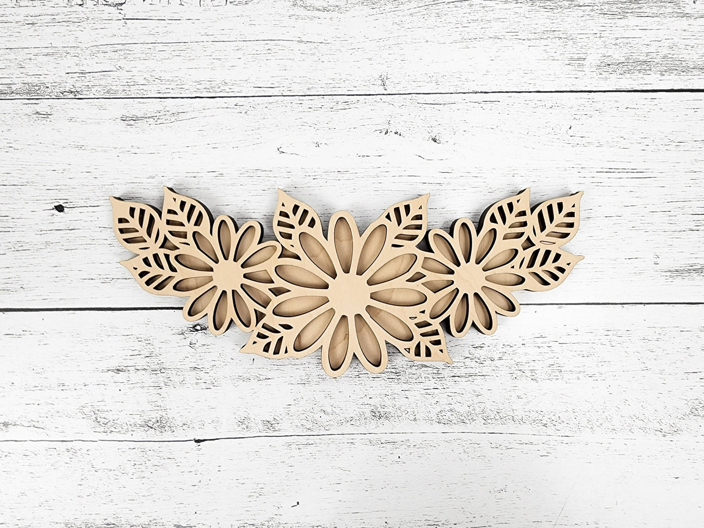 Wood Floral Cut out, Flower shapes, Wooden floral pattern for wood signs, wood flowery cutout, wood blanks shapes for crafts, unfinished DIY