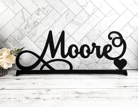 Custom Last Name Sign, Family Name Table sign, Standing Wedding Sweetheart table Sign, Wood Name Cutout for Mantel Decor, Bridal Shower Gift