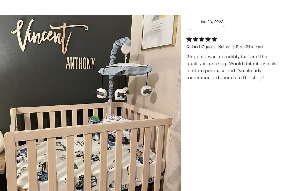 Custom Nursery Wood Name Sign Decor, Personalized with First & Middle Name or other two words