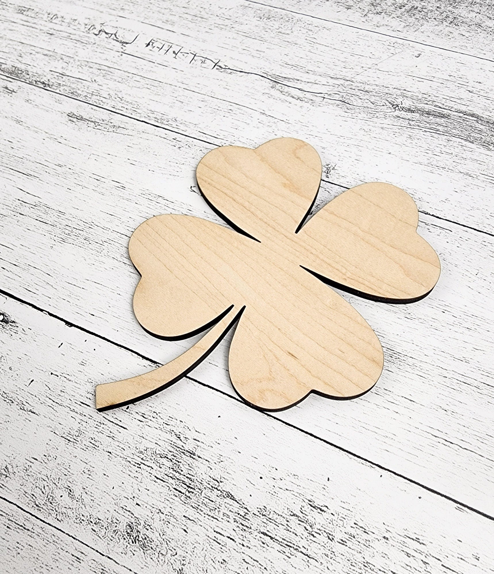 Shamrock Wood Shape 4 leaf Clover, St Patricks Day, March, Spring Decor Sign Making Supplies, Wooden four leaf clover, Unfinished, Quality