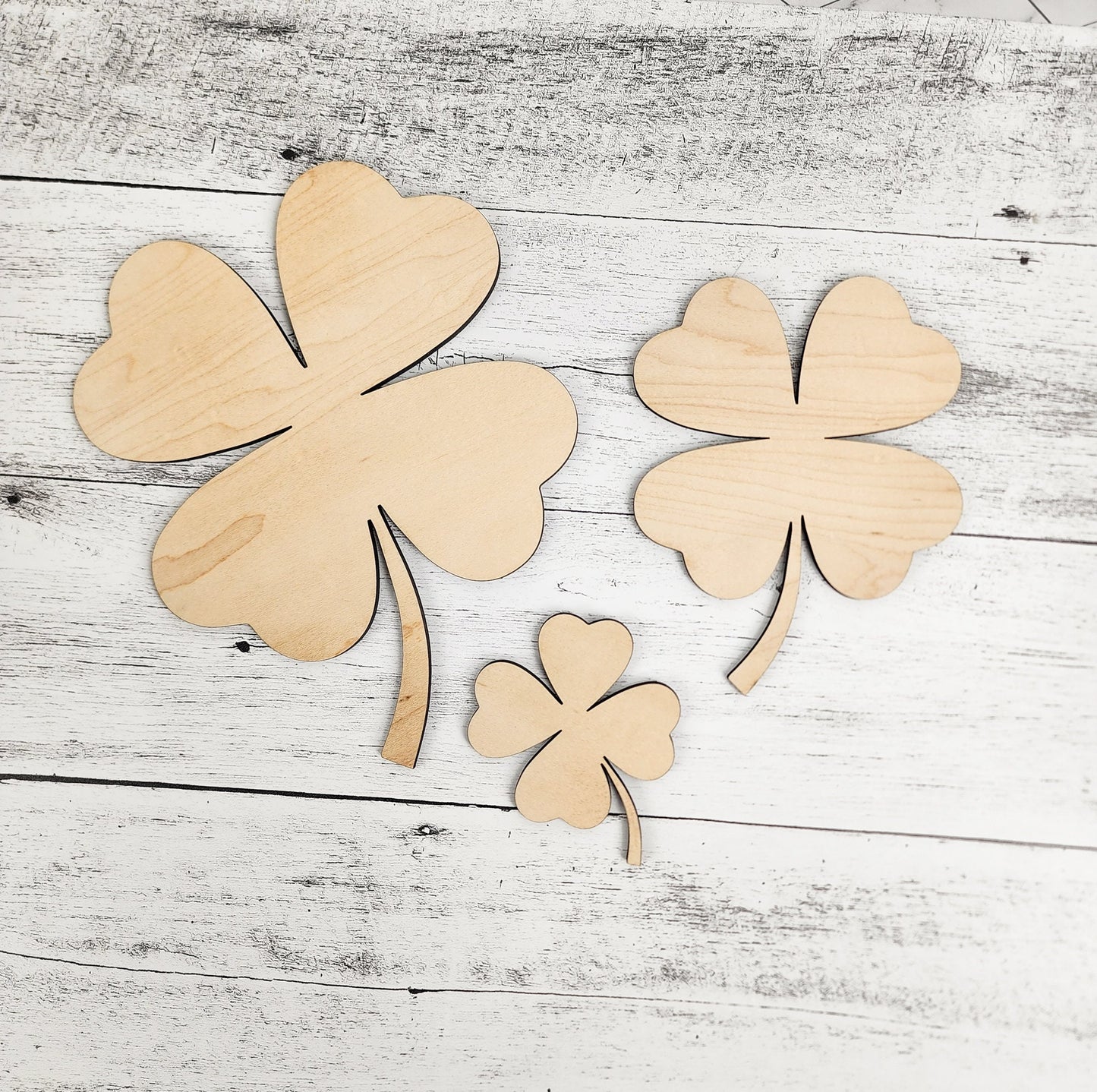 Shamrock Wood Shape 4 leaf Clover, St Patricks Day, March, Spring Decor Sign Making Supplies, Wooden four leaf clover, Unfinished, Quality