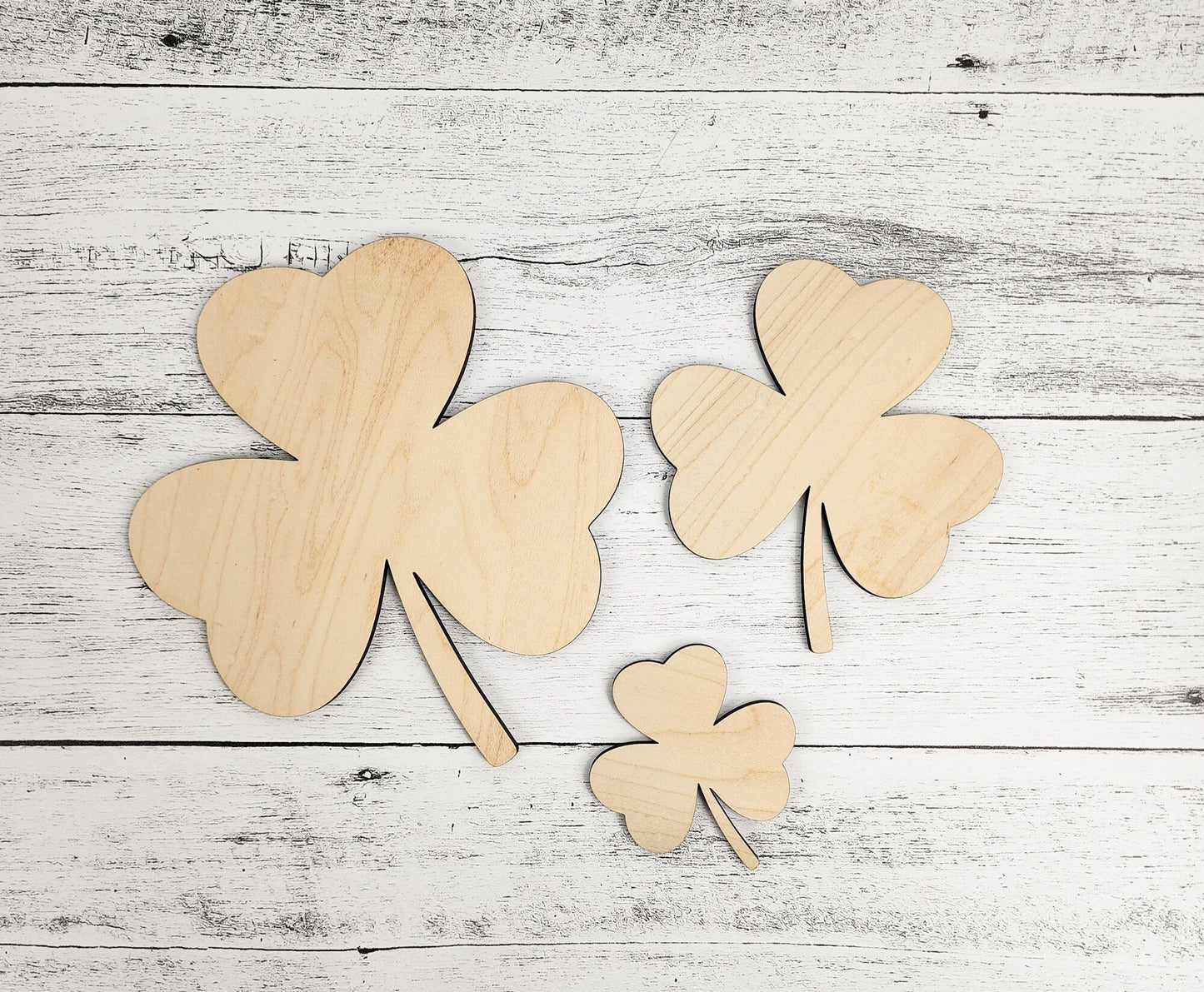 Shamrock Wood Shape 3 leaf Clover, St Patricks Day, March, Spring Decor Sign Making Supplies, Wooden three leaf clover, Unfinished, Quality