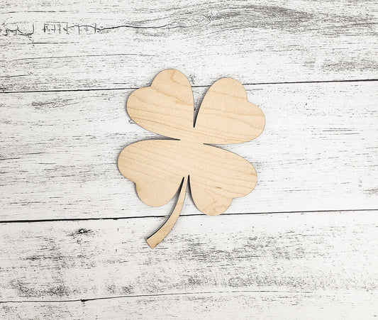 Shamrock Wood Shape 4 leaf Clover, St Patricks Day, March, Spring Decor Sign Making Supplies, Wooden four leaf clover, Unfinished, Quality
