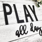 PLAY all day playroom kids sign decor, toy room wall sign wood wall art, recreational room signage, custom wood cut out words & letters