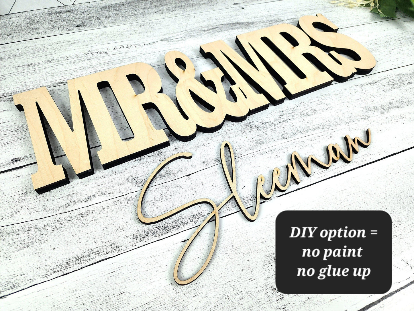 Mr & Mrs Sign, Script Wedding Custom Name Sign, Wood Name, Block Mr Mrs Personalized Name Sign, Sweetheart Head Table Decor Sign, Photo Prop