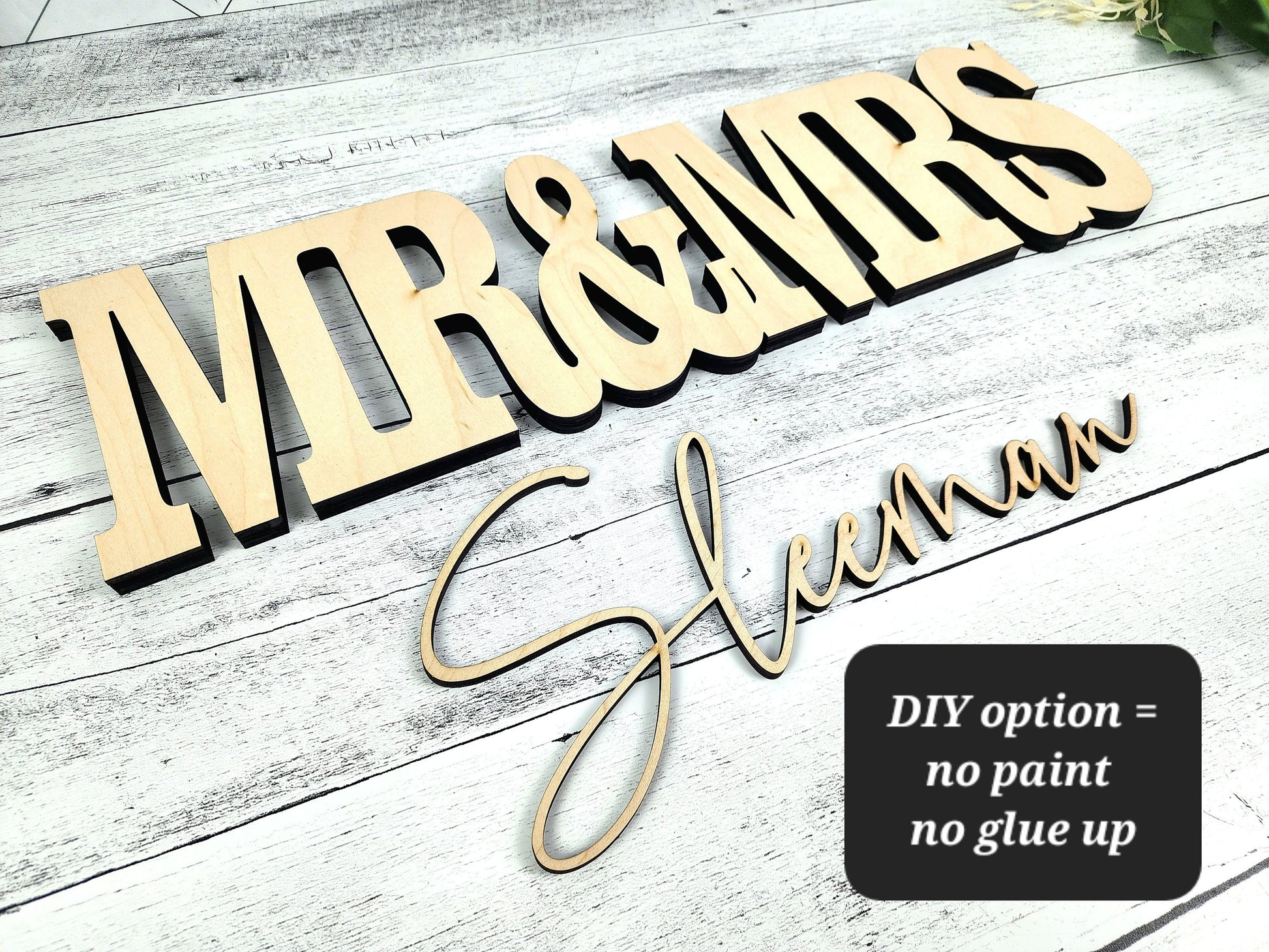 Mr & Mrs Sign, Script Wedding Custom Name Sign, Wood Name, Block Mr Mrs Personalized Name Sign, Sweetheart Head Table Decor Sign, Photo Prop