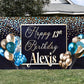 Birthday Banner Personalized Name Sign, Custom Black & Gold, Happy Birthday Balloons Decor, Indoor Outdoor, Reusable, Milestone, Celebration