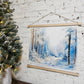 Winter Landscape Wall Art, Snow Draped Trees, Hanging Framed Canvas Decor Sign, Snowy Trail, Simple Minimal, Peaceful Home Decoration