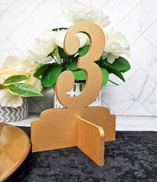 wooden wedding table number for wedding reception dinner, stand alone wood cut out numbers, painted or left unpainted in natural wood