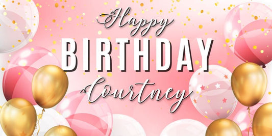 Custom Birthday Banner with Personalized Name, Pink Gold White Theme, Happy Birthday Sign, Indoor Outdoor, Reusable, Add a Milestone For her