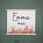 Custom Name Sign Canvas Print for Nursery, Personalized with First & Middle Names, Wall Art, Floral Girl Decor, Hanging Banner Girls bedroom