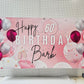 Custom Birthday Banner Personalized with Name, Pink Silver White Theme, Happy 60th Birthday Sign, Indoor Outdoor, Milestone For her