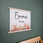 Custom Name Sign Canvas Print for Nursery, Personalized with First & Middle Names, Wall Art, Floral Girl Decor, Hanging Banner Girls bedroom