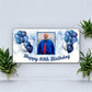 Custom Navy Blue, White Birthday Banner with age & Picture Bday Banner, Personalized Milestone Ex: 50th, 40th, 80th, etc, Indoor Outdoor Use