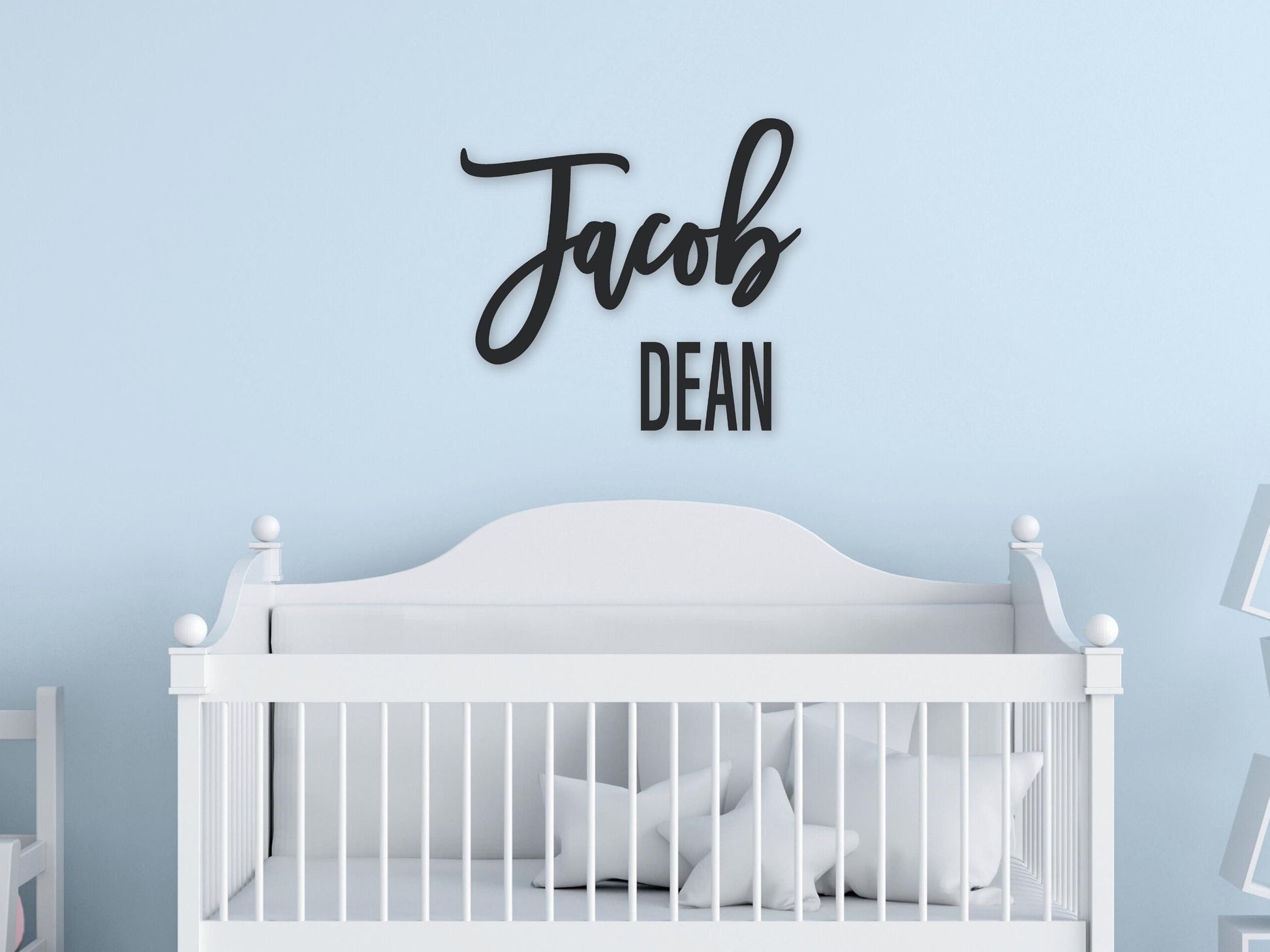 custom nursery baby name sign personalized with first and middle names, above crib decor